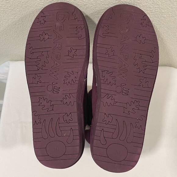 BEARPAW Abigail Mid-Calf Boot Suede Wool & Sheepskin Button Purple Women Size 10 - Picture 8 of 13